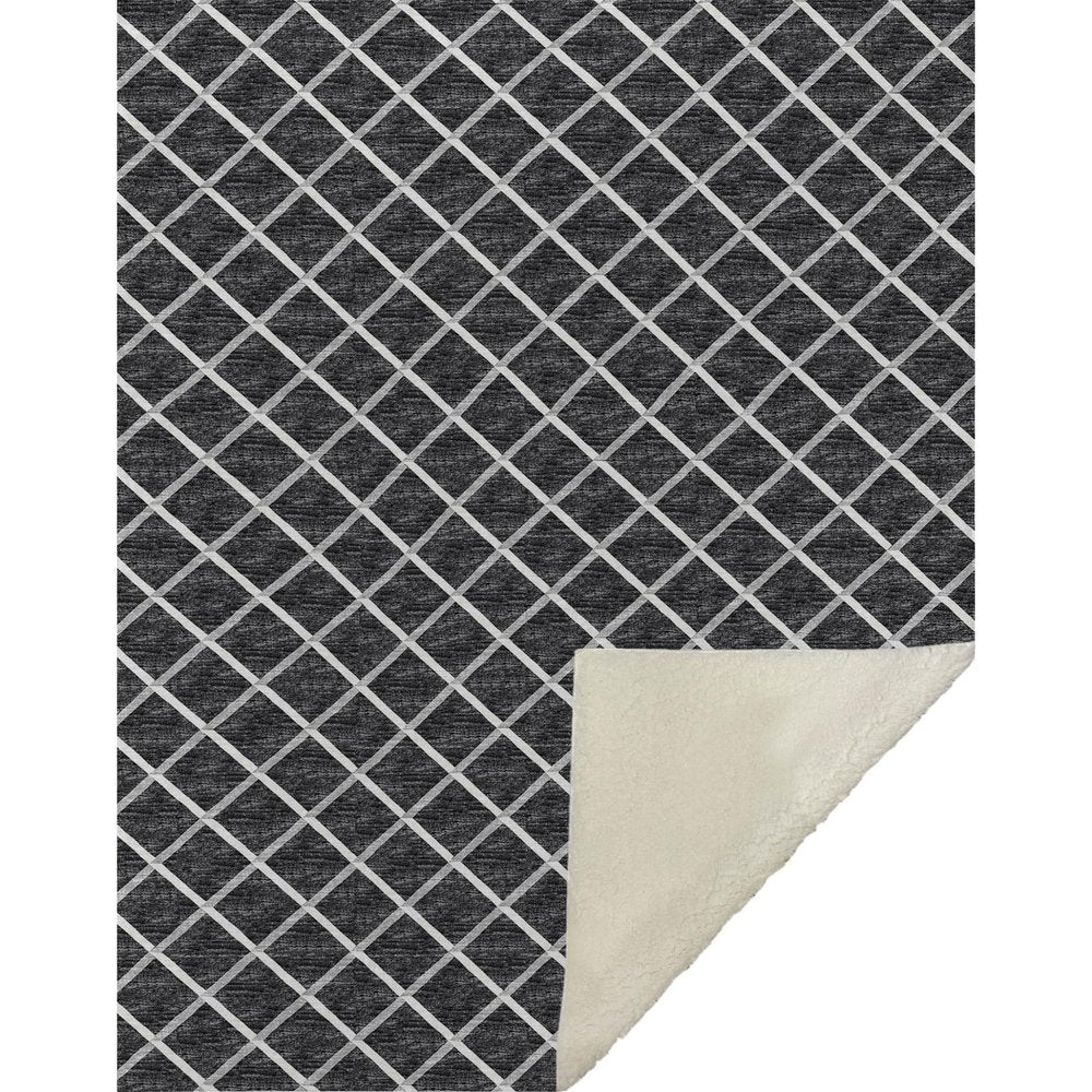 50" X 70" Black And Ivory Geometric Microfiber Plush Throw Blanket