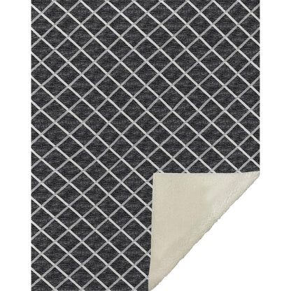 50" X 70" Black And Ivory Geometric Microfiber Plush Throw Blanket
