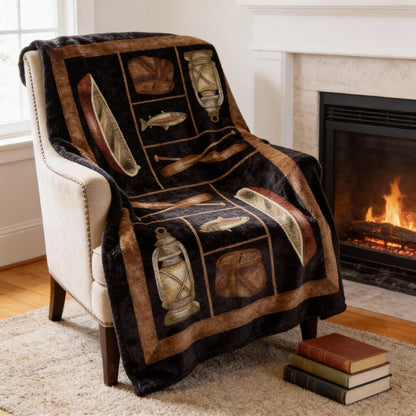 50" X 70" Midnight Brown And Beige Animal Print Microfiber Plush Throw Blanket