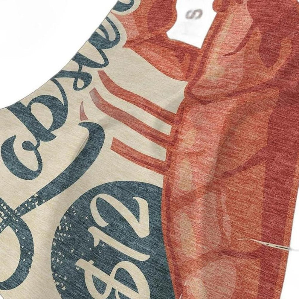 50" X 70" Beige Blue And Red Lobster Plush Throw Blanket