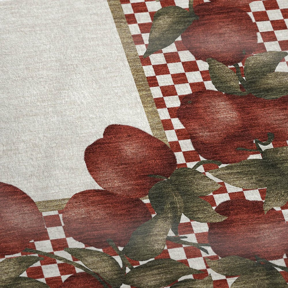 50" X 70" Red Ivory And Green Checkered Microfiber Plush Throw Blanket
