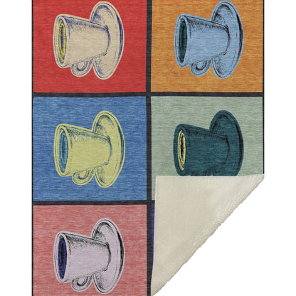 50" X 70" Blue Orange And Red Color Block Microfiber Plush Throw Blanket