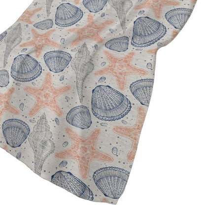 50" X 70" Peach Ivory And Blue Animal Print Polyester Woven Plush Throw Blanket