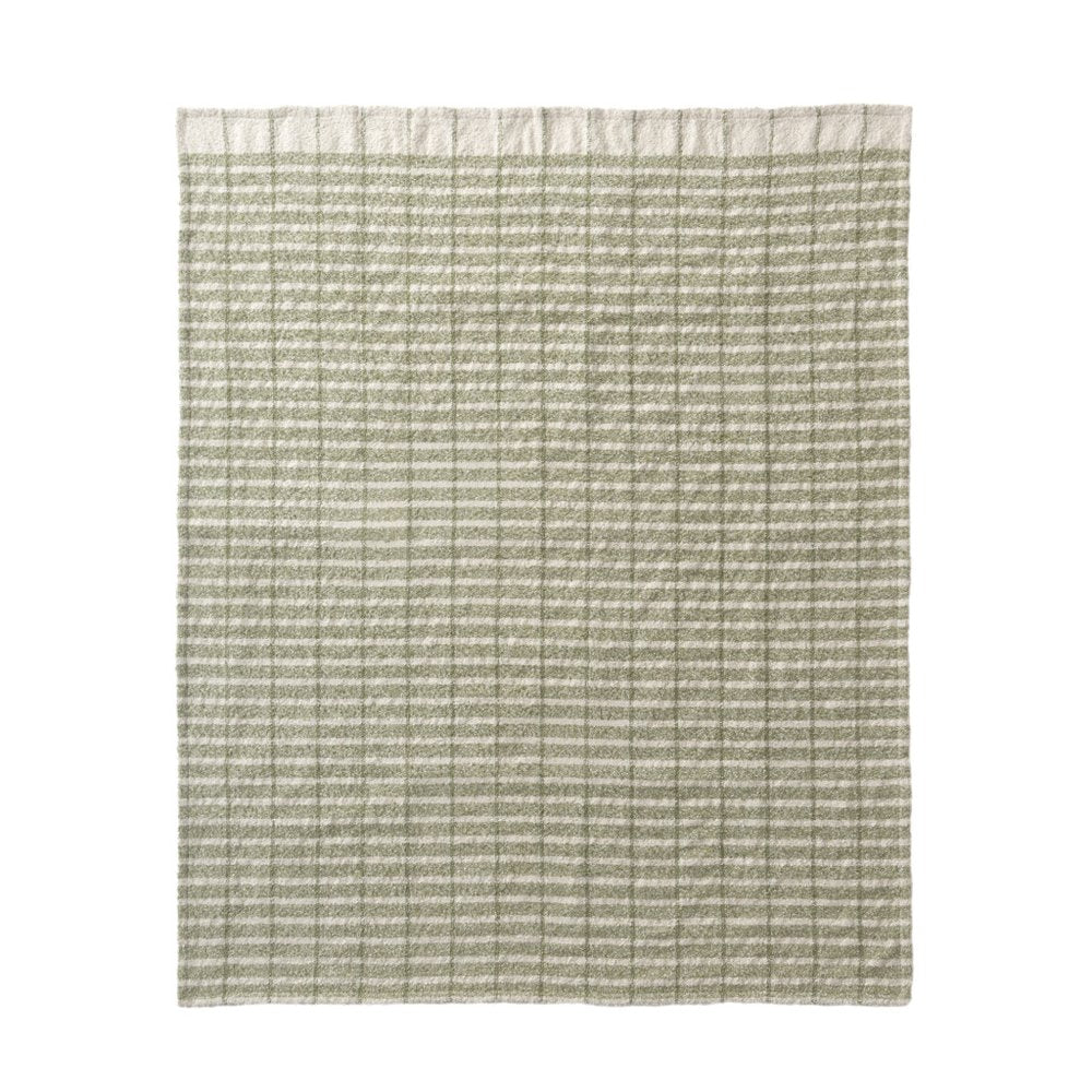 50" X 60" Green And Ivory Striped Polyester Woven Throw Blanket
