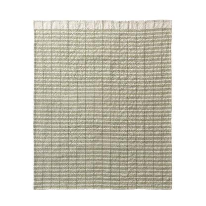50" X 60" Green And Ivory Striped Polyester Woven Throw Blanket