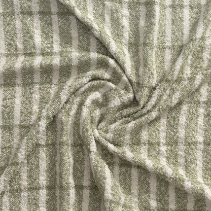 50" X 60" Green And Ivory Striped Polyester Woven Throw Blanket