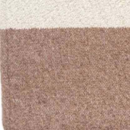 50" X 60" Ivory And Brown Color Block Polyester Woven Throw Blanket