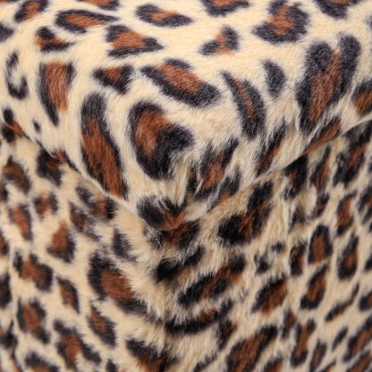 12" Black and Tan Faux Fur Leopard Storage Ottoman