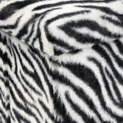 12" Black and White Faux Fur Zebra Storage Ottoman