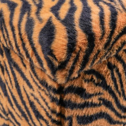 12" Black and Tan Faux Fur Tiger Storage Ottoman