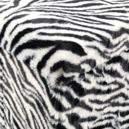 15" Black and White Faux Fur Zebra Storage Ottoman