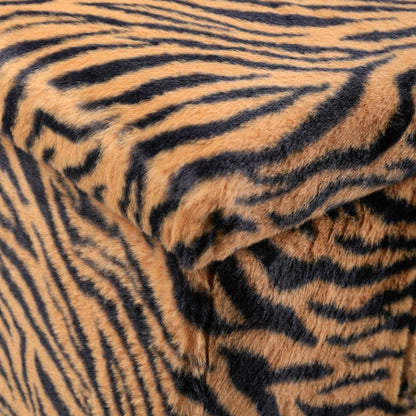 15" Tan and Black Faux Fur Tiger Storage Ottoman