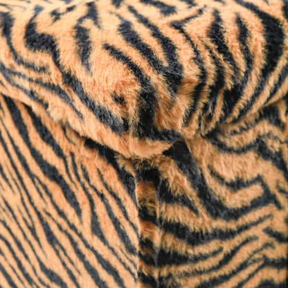 30" Black and Tan Faux Fur Tiger Storage Ottoman