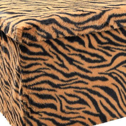 30" Black and Tan Faux Fur Tiger Storage Ottoman