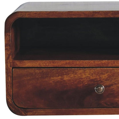 18" Brown Solid Wood One Drawer Floating Nightstand