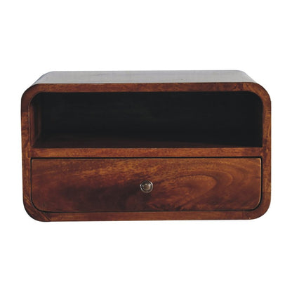 18" Brown Solid Wood One Drawer Floating Nightstand