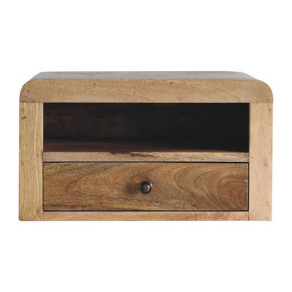 18" Brown Solid Wood One Drawer Floating Nightstand