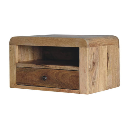 18" Brown Solid Wood One Drawer Floating Nightstand