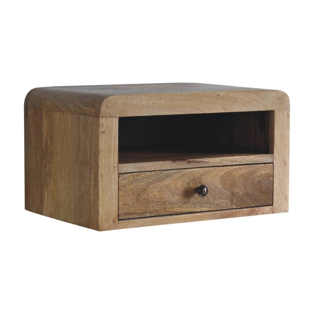 18" Brown Solid Wood One Drawer Floating Nightstand