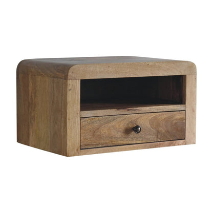 18" Brown Solid Wood One Drawer Floating Nightstand