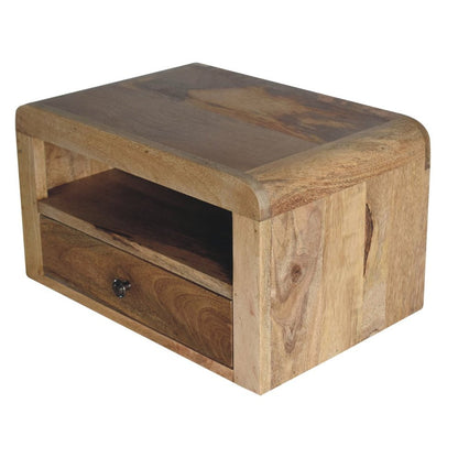 18" Brown Solid Wood One Drawer Floating Nightstand