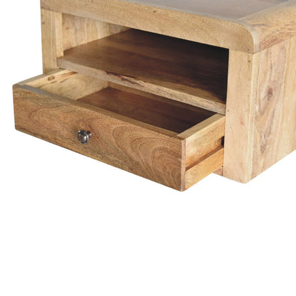 18" Brown Solid Wood One Drawer Floating Nightstand
