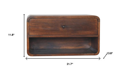 22" Brown Solid Wood One Drawer Floating Nightstand