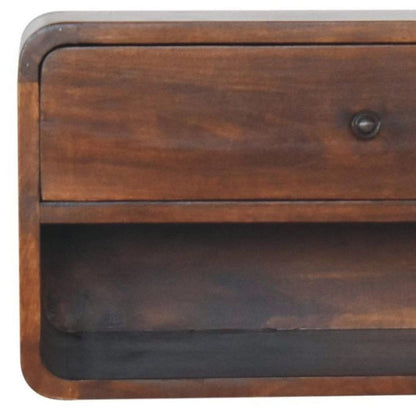 22" Brown Solid Wood One Drawer Floating Nightstand