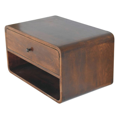 22" Brown Solid Wood One Drawer Floating Nightstand