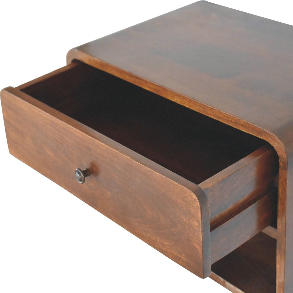22" Brown Solid Wood One Drawer Floating Nightstand