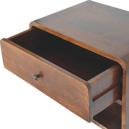 22" Brown Solid Wood One Drawer Floating Nightstand