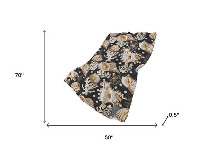 50" X 70" Midnight Brown And Ivory Animal Print Polyester Woven Plush Throw Blanket