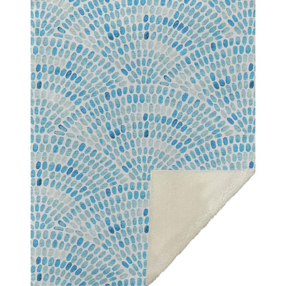 50" X 70" Aqua And Ivory Abstract Microfiber Plush Throw Blanket