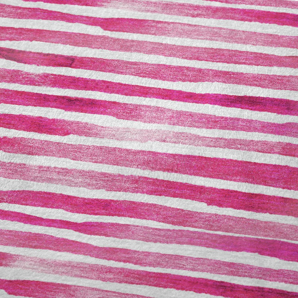 50" X 70" Pink And Ivory Striped Microfiber Plush Throw Blanket