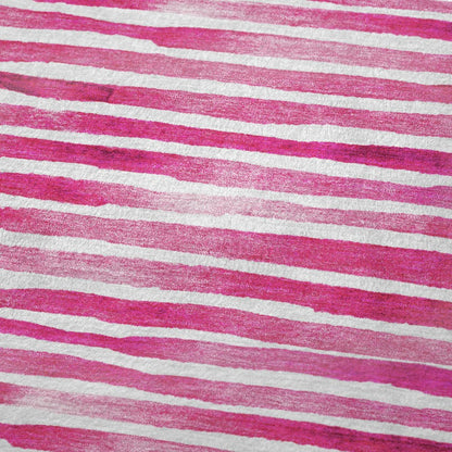 50" X 70" Pink And Ivory Striped Microfiber Plush Throw Blanket