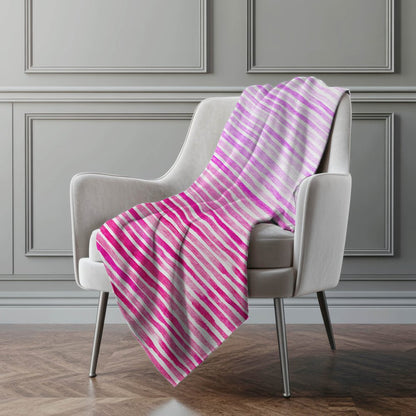 50" X 70" Pink And Ivory Striped Microfiber Plush Throw Blanket