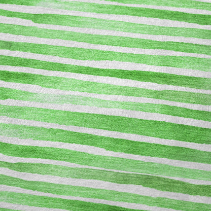 50" X 70" Green And Ivory Striped Polyester Woven Plush Throw Blanket