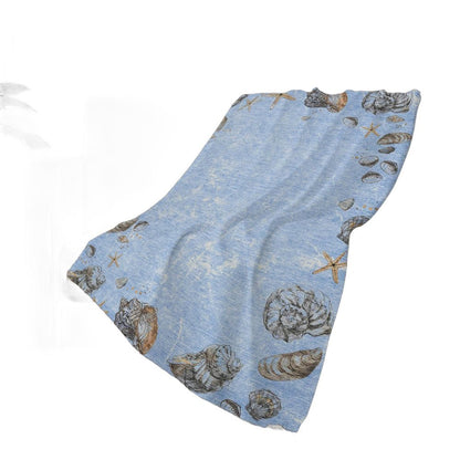 50" X 70" Blue Beige And Chocolate Animal Print Polyester Woven Plush Throw Blanket