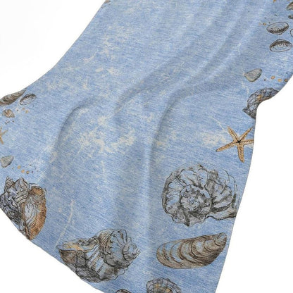 50" X 70" Blue Beige And Chocolate Animal Print Polyester Woven Plush Throw Blanket