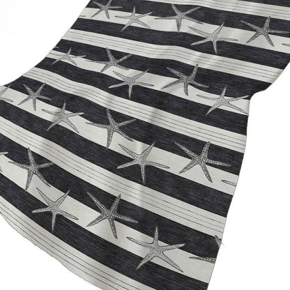 50" X 70" Midnight Ivory And Gray Animal Print Polyester Woven Plush Throw Blanket