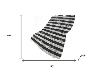 50" X 70" Midnight Ivory And Gray Animal Print Polyester Woven Plush Throw Blanket