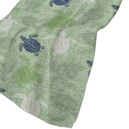50" X 70" Green Blue And Ivory Animal Print Polyester Woven Plush Throw Blanket