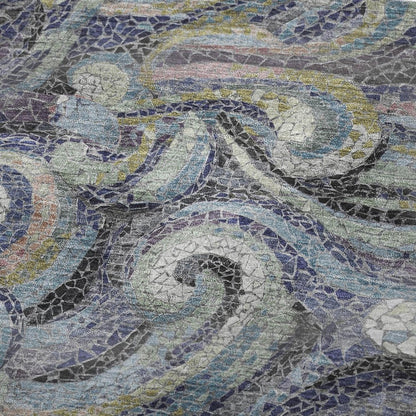 50" X 70" Steel Blue Light Pink And Beige Abstract Polyester Woven Plush Throw Blanket