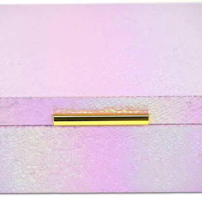 Set of Two Pink And Gold Faux Shagreen Nesting Storage Boxes With Lids