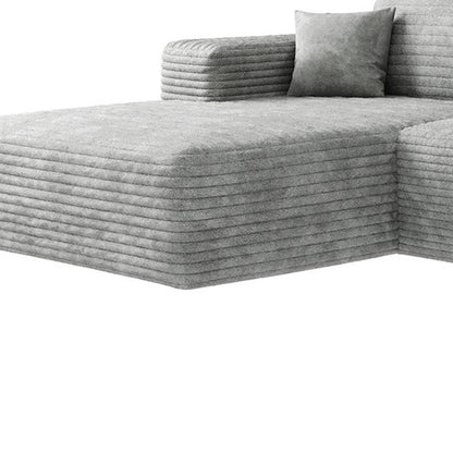 135" Gray Corduroy Modular Universal Sofa With Ottoman And Toss Pillows