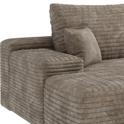 135" Camel Corduroy Modular Universal Sofa With Ottoman And Toss Pillows