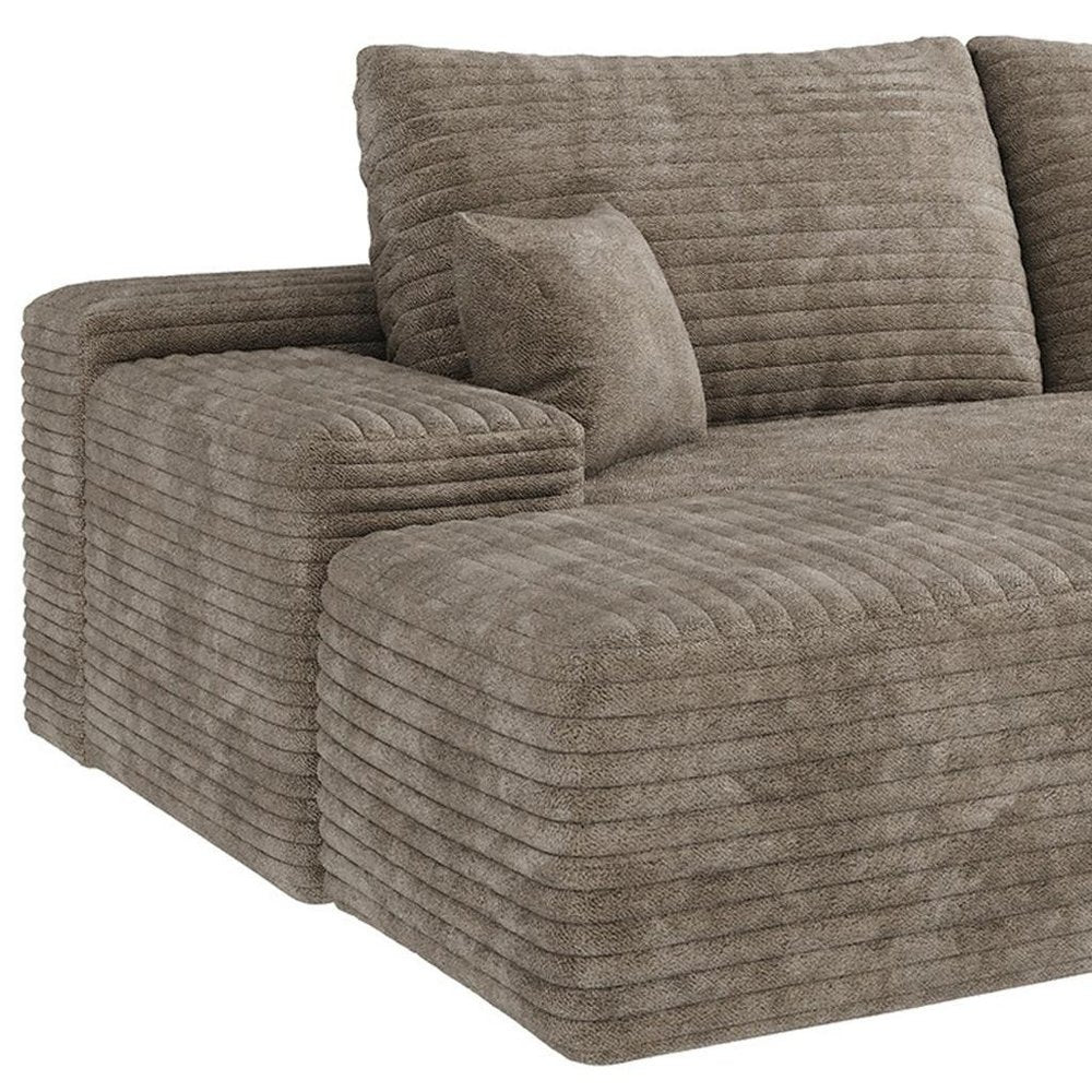 135" Camel Corduroy Modular Universal Sofa With Ottoman And Toss Pillows