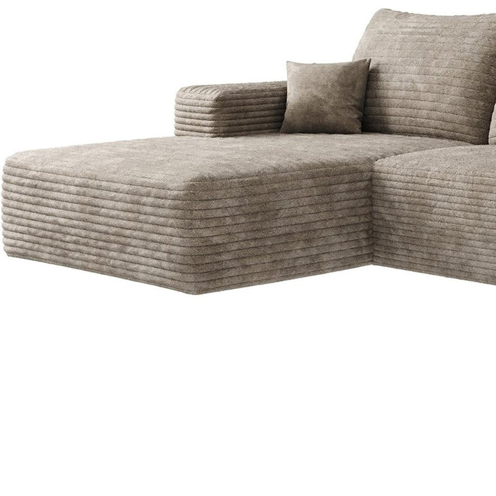 135" Camel Corduroy Modular Universal Sofa With Ottoman And Toss Pillows