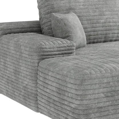 107" Gray Corduroy Modular Universal Sofa With Ottoman And Toss Pillows