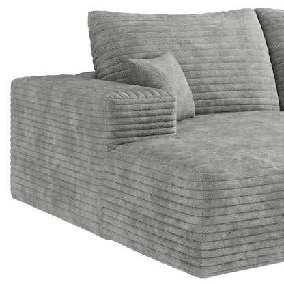 107" Gray Corduroy Modular Universal Sofa With Toss Pillows